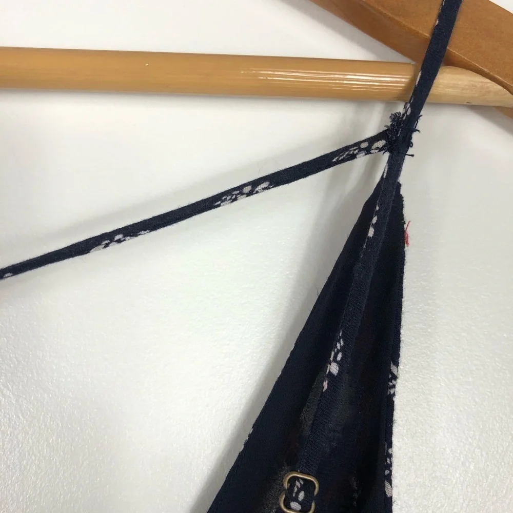1.State | Navy Embroidered Wide Leg Slit Jumpsuit - Picture 7 of 8